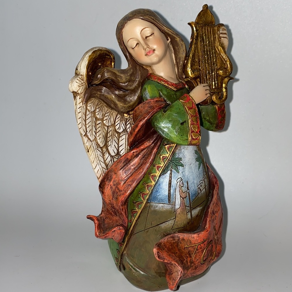 Roman Inc. Angel With Harp Figurine